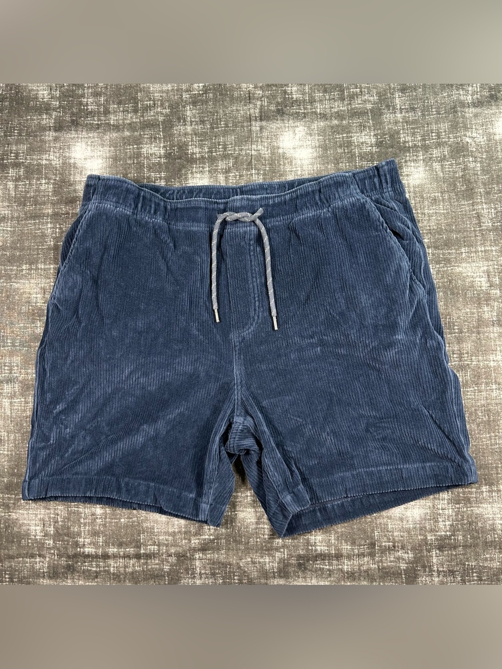 Faherty Brand Drawstring Cord Shorts Mens XL (34x6) Navy Blue Stretch Corduroy